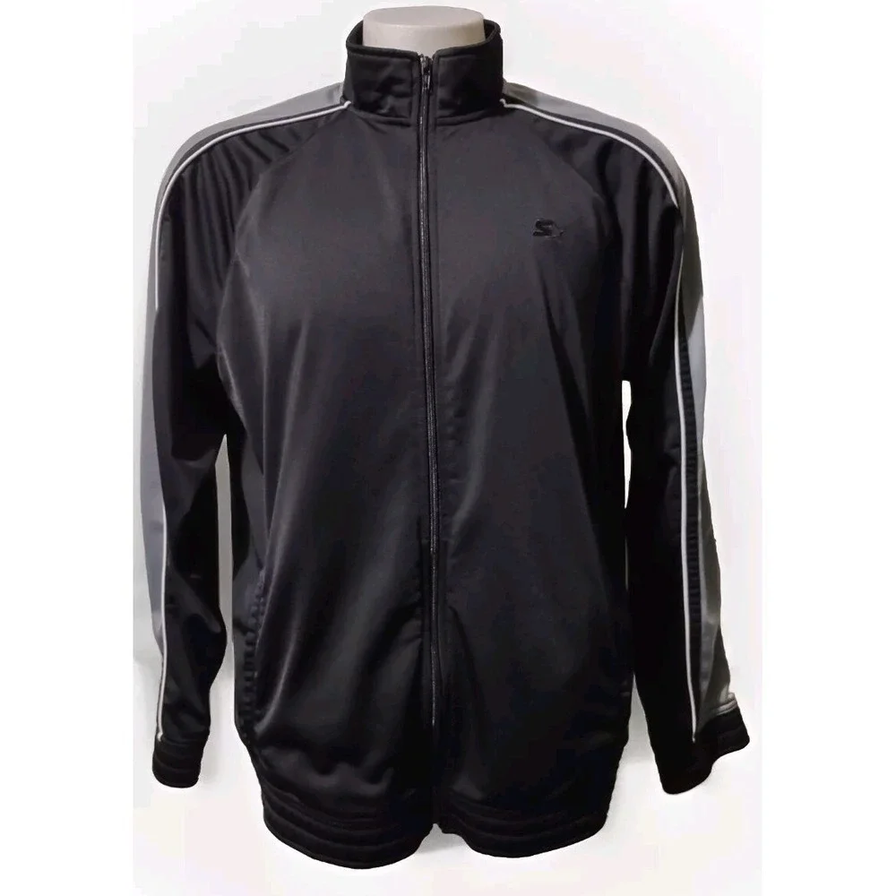 Starter Track Jacket L Mens Athleisure Streetwear Black Grey Full Zip RM42Y032